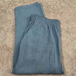 EUC Lord & Taylor Gray Straight Leg Pull-On Pants Gauze Texture Vintage Comfy